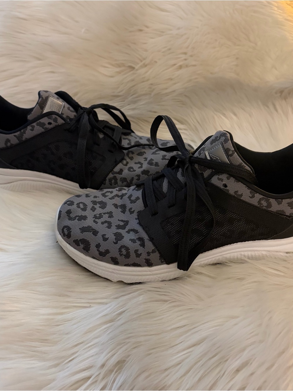 Avia Women's Gray and Black Leopard Print Athletic Sneakers